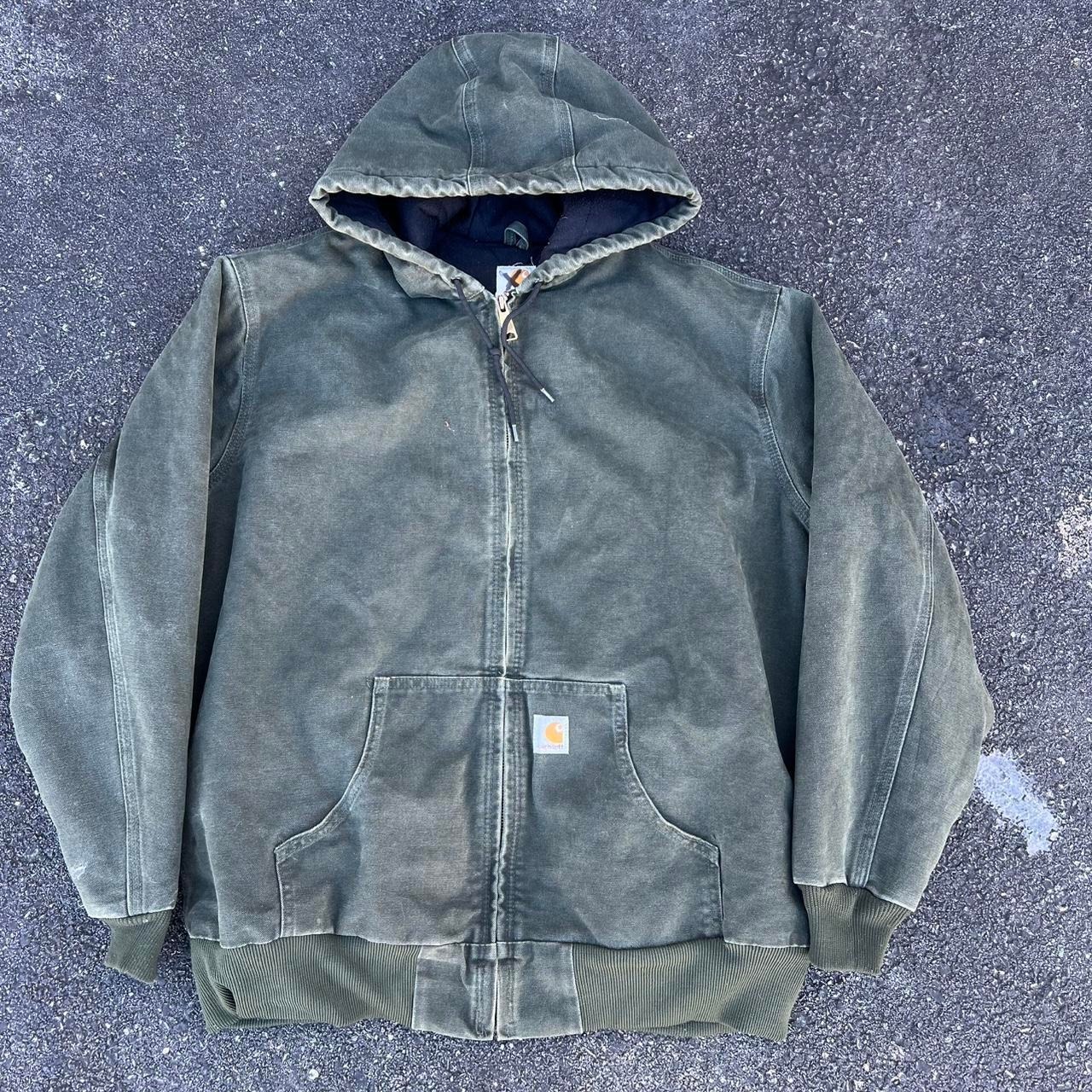 1990s Carhartt Sunfaded Olive Green Active Jacket Size Xl